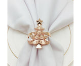6Pcs Christmas Tree Wedding Home Xmas Party Table Decor Towel Buckle Napkin Ring-Silver