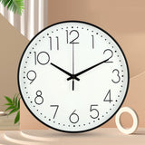 8 Inch Silent Wall Clock Non Ticking Decorative Easy to Read Round Wall Clock for Home Livingroom Black Frame White Bootom Black Word