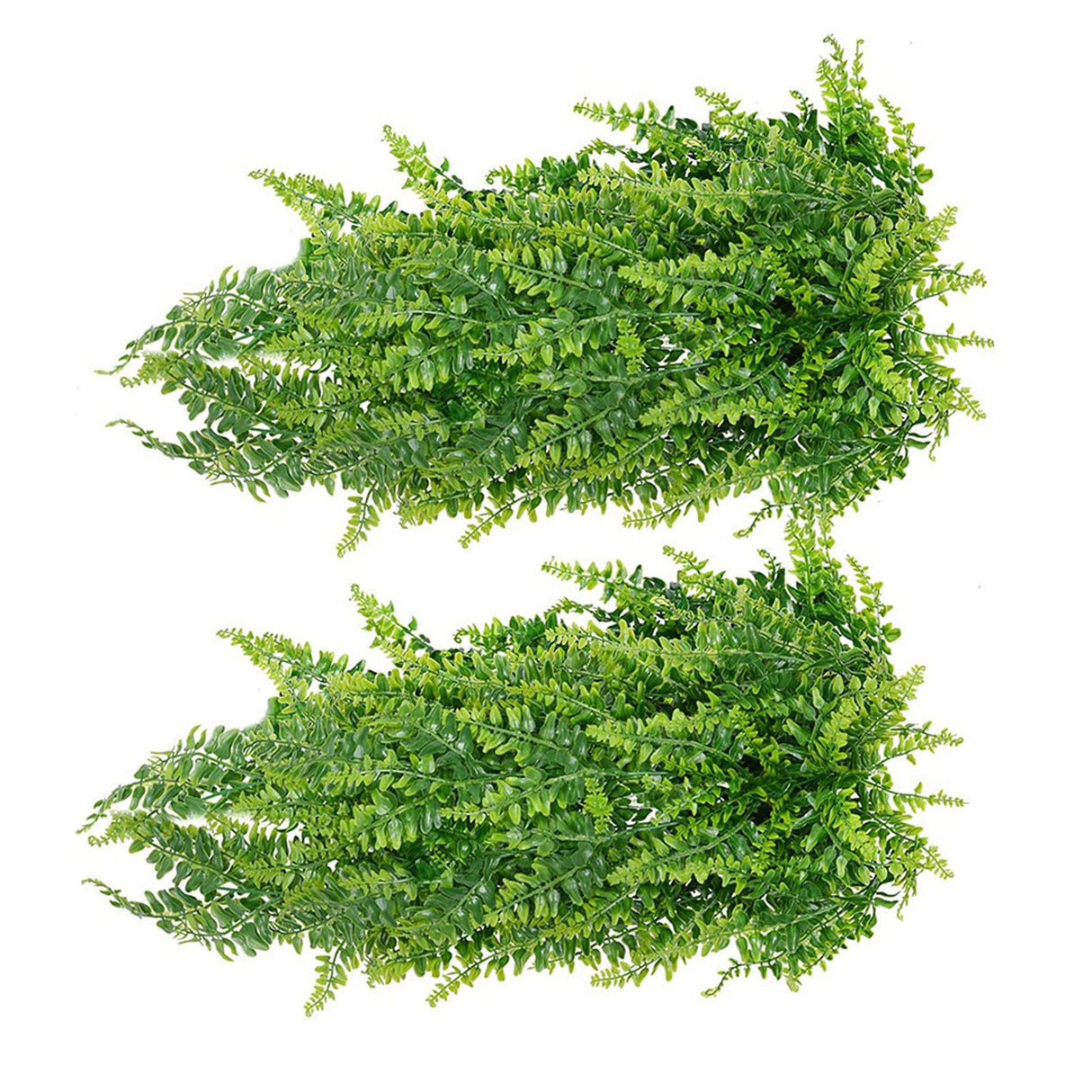 2pcs Artificial Hanging Plants Fern Plastic Green Fake Wall Hanging Ferns Plants for Garden Wedding Decoration