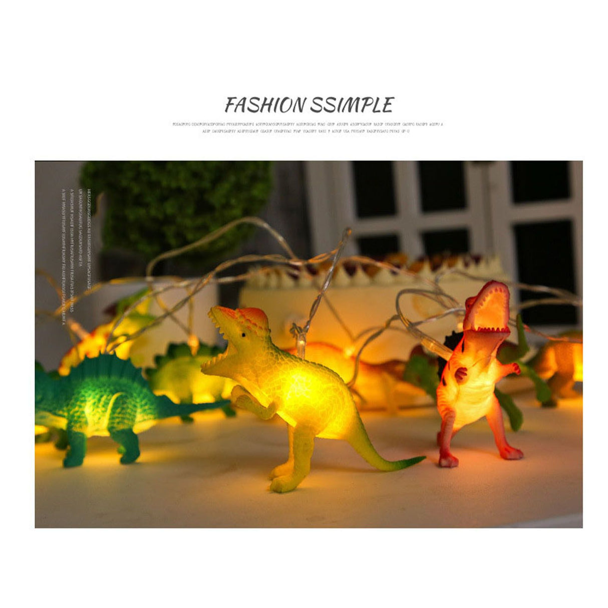 Dinosaur String Lamp 2m 10LED String Lights Animal Fashionable Decorative Light for Bedroom 4.5V