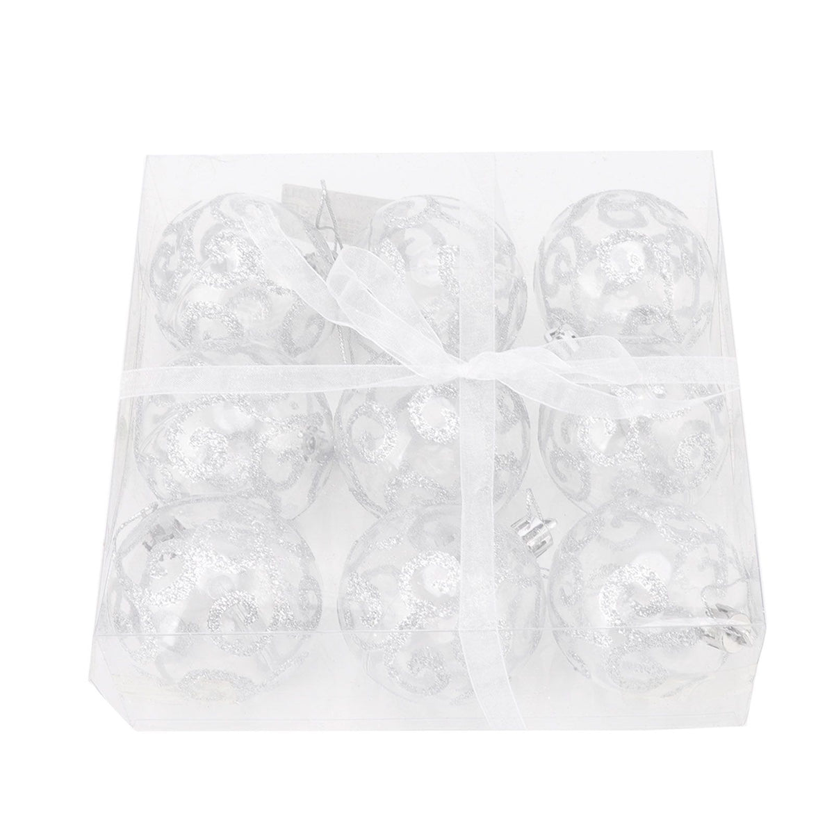 9Pcs Christmas Ball Ornaments Exquisite Plastic Shatterproof Hanging Christmas Tree Ornaments for Home Silver