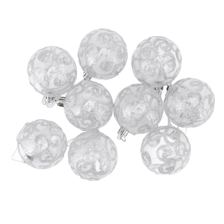 9Pcs Christmas Ball Ornaments Exquisite Plastic Shatterproof Hanging Christmas Tree Ornaments for Home Silver