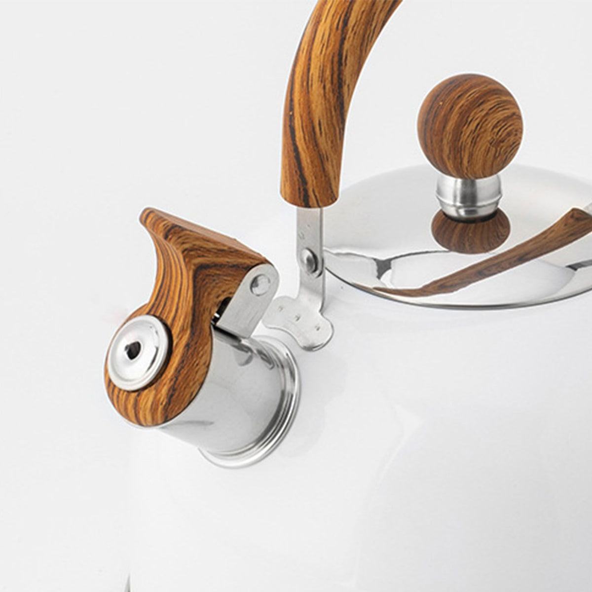 Whistle Kettle Stovetop Stainless Steel Foldable Handle Kitchen Supplies 2.5L White
