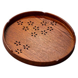 Tea Tray Cherry Blossom Pattern Wooden Tea Plate Green Tea Baking Serving Plate for Home Tea House Round