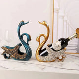 Luxury Swan Wine Rack Innovative Desktop Wine Cabinet Decorative Ornaments for Living Room Office Blue