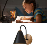 Corridor Wall Lamp Iron Lampshade Wall Mounted Curved Light for Bedroom Living Room Study Without Lamp Bulb Black