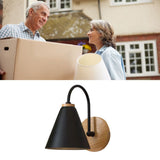Corridor Wall Lamp Iron Lampshade Wall Mounted Curved Light for Bedroom Living Room Study Without Lamp Bulb Black