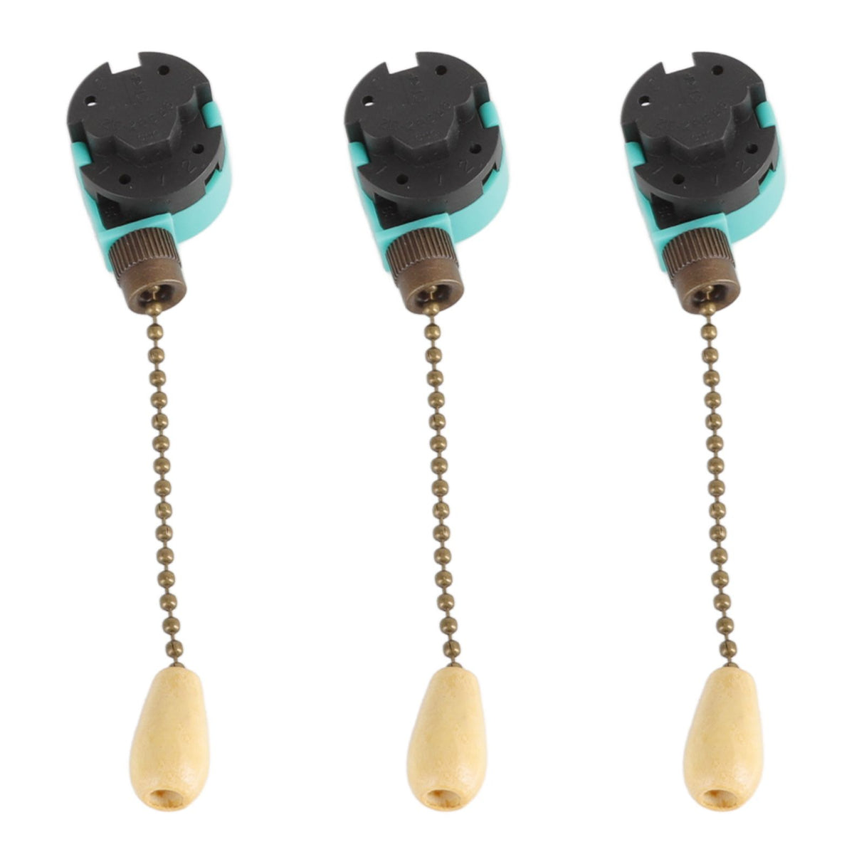 3Pcs Ceiling Light Pull Chain Switch 3 Speed 4 Wire Ceiling Fan Lamp Switch for Ceiling Lamp Fan Lamp Wall Lamp Bronze