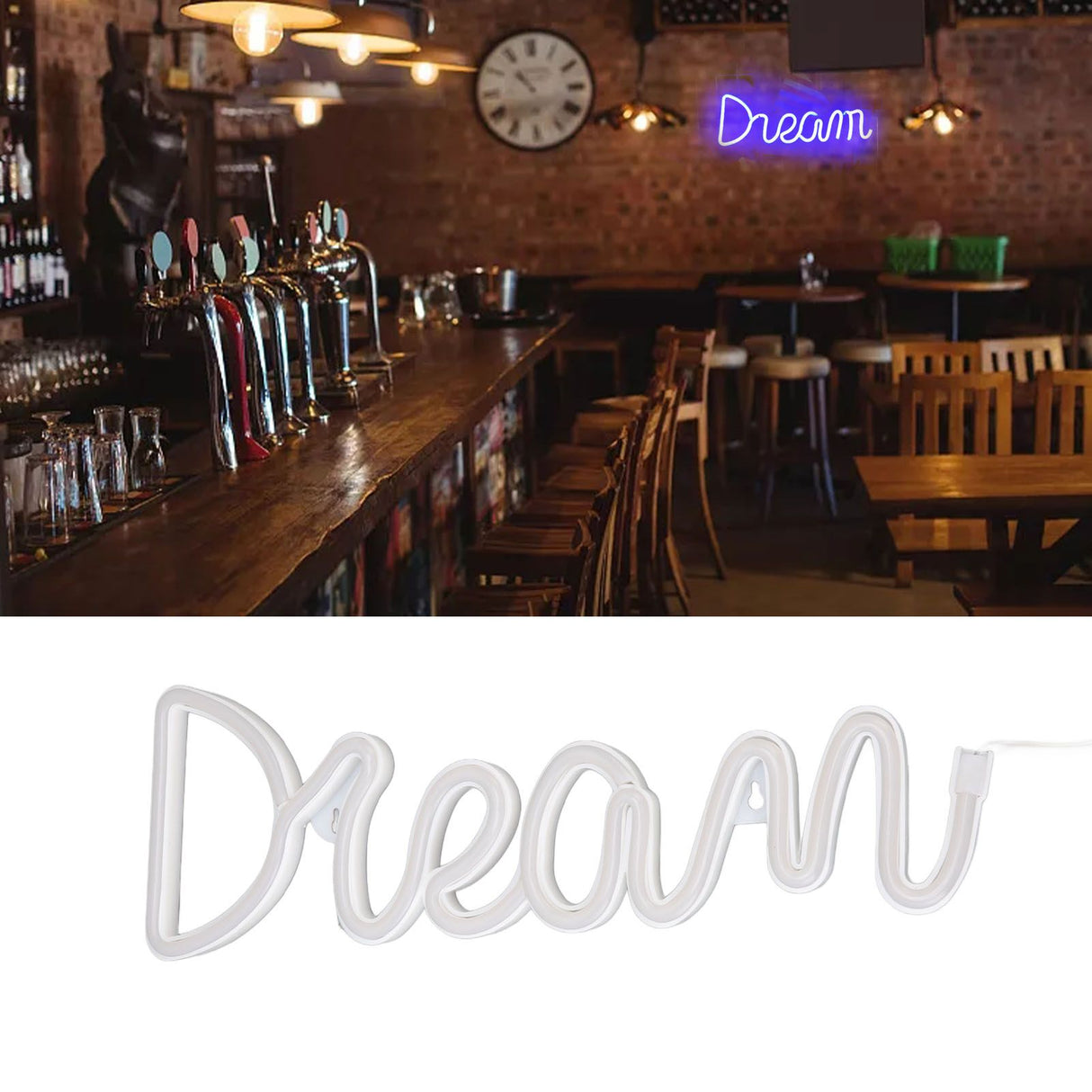 LED Neon Light Dream Battery USB Operated Neon Wall Light for Bedroom Living Room Bar Party Christmas Wedding