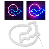 Neon Signs Moon and Bat LED Neon Lights USB Battery Powered for Wall Bedroom Bar Halloween Party Decoration