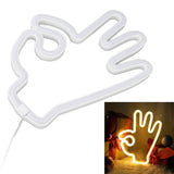 Hand Finger Neon Light OK Shaped LED Neon Sign Battery USB and Battery Powered Wall Decor Light for Home Bedroom
