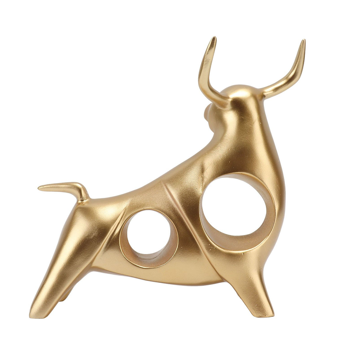 Golden Bull Sculpture Resin Hollow Lucky FengShui Bull Statue Crafts Figurine for Office Home Desktop Decorations