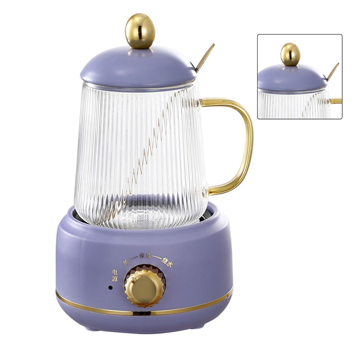 Portable Electric Kettle Stew Cup 450ML Health Cup Mini Slow Cooker Kettle Office Flower Teapot Split Tea Boiler AU Plug 220V Violet 450ml