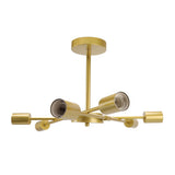 Retro Industrial 6 Light Semi Flush Mount Ceiling Light Fixture Modern Sputnik Chandelier for Art Restaurant Bar Bedroom110‑220V Golden