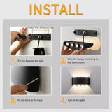Up and Down Lights 8W 4000K Black Frame 8 Lamp Beads IP65 Waterproof LED Wall Lights for Bedroom Office Hotel