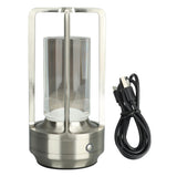 Cordless Table Lamp 3 Colors Stepless Dimming LED Table Lamp Rechargeable Touch Lamp Bedside Nightstand Lamp Silver