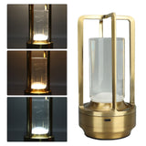 Cordless Table Lamp 3 Colors Stepless Dimming LED Table Lamp Rechargeable Touch Lamp Bedside Nightstand Lamp Silver