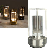 Cordless Table Lamp 3 Colors Stepless Dimming LED Table Lamp Rechargeable Touch Lamp Bedside Nightstand Lamp Silver
