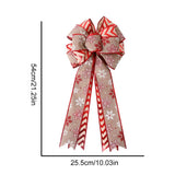 Christmas Double Layer Linen Bow Christmas Bowknot for Xmas Tree Decorations Maple Leaf Striped Snowflake Khaki Bow Decor