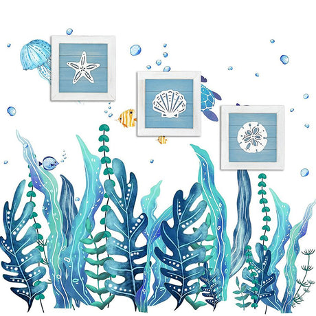 Ocean Theme Beach Wall Decor 3D Wall Art with Starfish Seashell Sand Dollar Vintage Beach Home Bathroom Decor