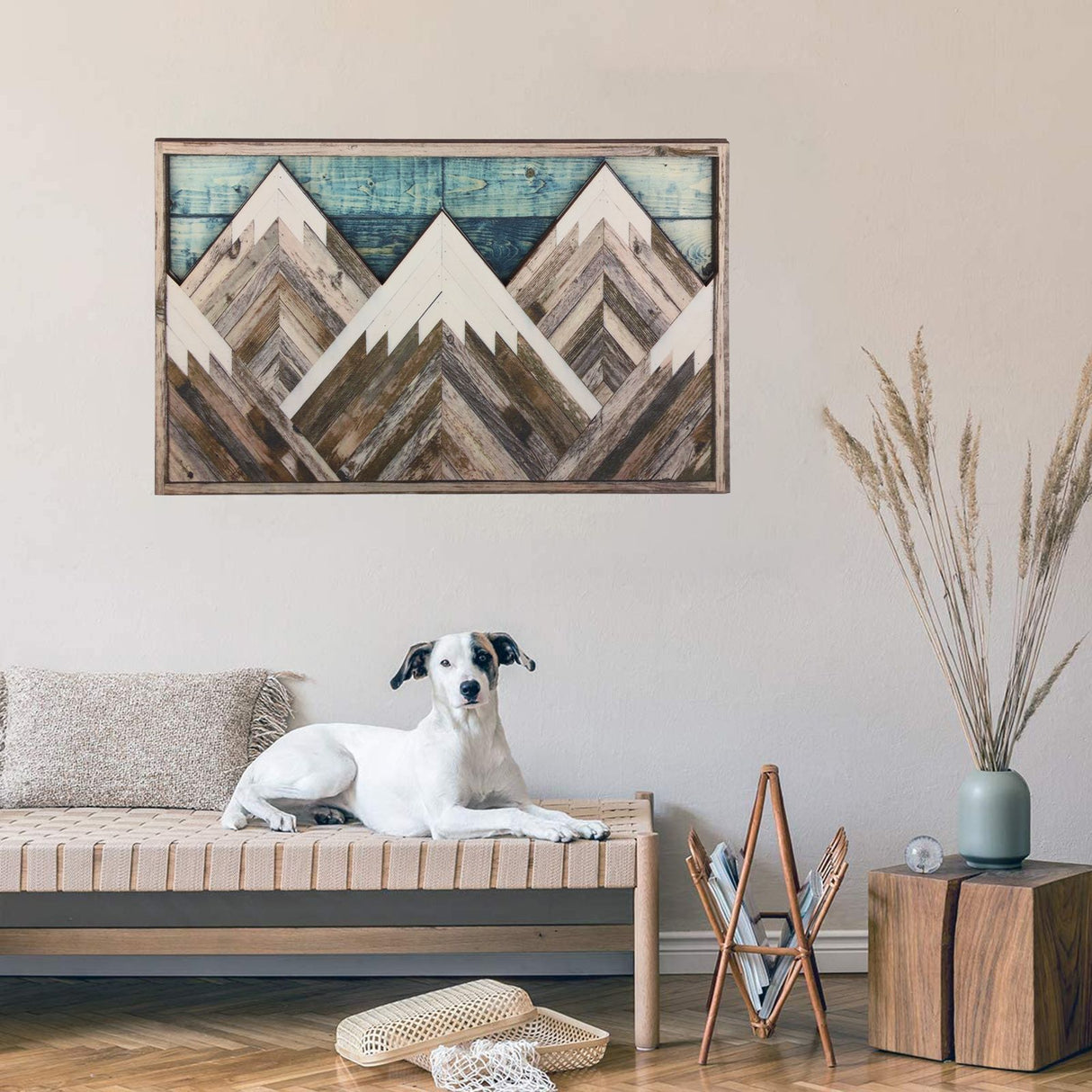 Mountain Wood Wall Art Decor Green Mountain Top Blue Mountain Top Decorative Painting