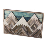 Mountain Wood Wall Art Decor Green Mountain Top Blue Mountain Top Decorative Painting