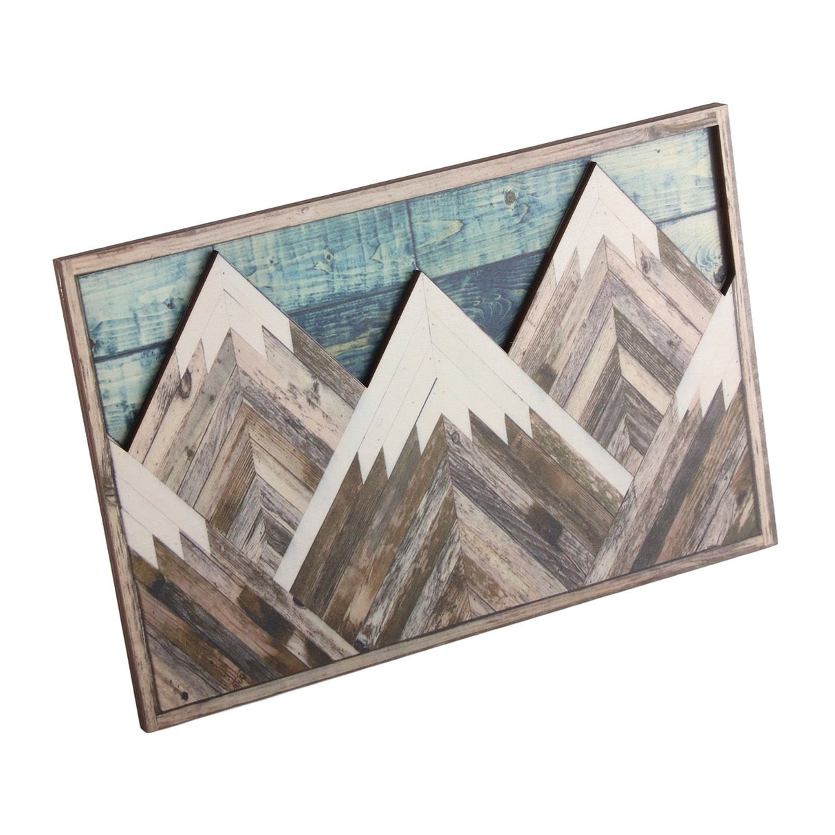 Mountain Wood Wall Art Decor Green Mountain Top Blue Mountain Top Decorative Painting