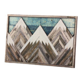 Mountain Wood Wall Art Decor Green Mountain Top Blue Mountain Top Decorative Painting