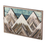 Mountain Wood Wall Art Decor Green Mountain Top Blue Mountain Top Decorative Painting