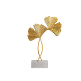 Ginkgo Leaf Ornaments Iron Ginkgo Leaf Craft Decoration with Sturdy Marble Base for Home Decor