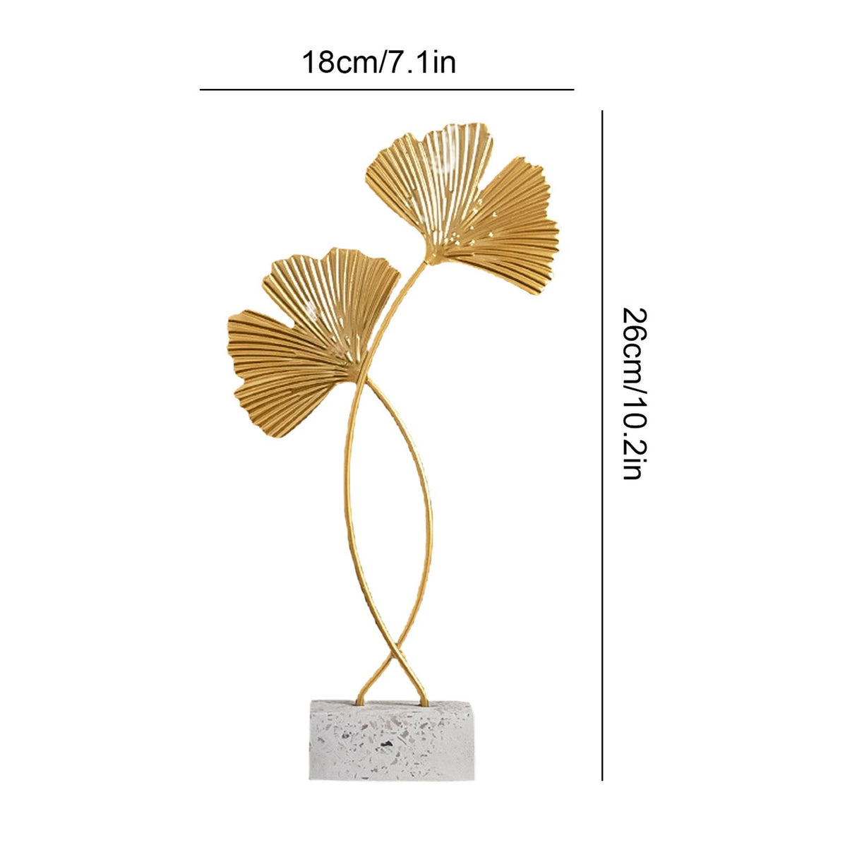Ginkgo Leaf Ornaments Iron Ginkgo Leaf Craft Decoration with Sturdy Marble Base for Home Decor