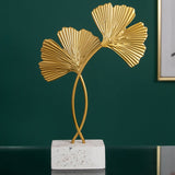 Ginkgo Leaf Ornaments Iron Ginkgo Leaf Craft Decoration with Sturdy Marble Base for Home Decor