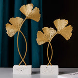 Ginkgo Leaf Ornaments Iron Ginkgo Leaf Craft Decoration with Sturdy Marble Base for Home Decor