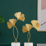 Ginkgo Leaf Ornaments Iron Ginkgo Leaf Craft Decoration with Sturdy Marble Base for Home Decor
