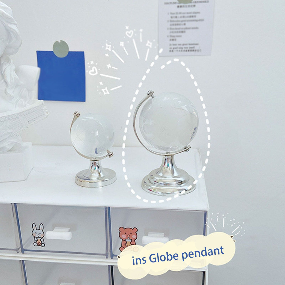Simple Ins Style Mini Globe Girl Heart Creative Transparent Tabletop Decoration