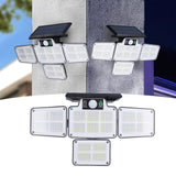 LED Solar Lights Outdoor 4 Adjustable Heads Motion Sensor Light 450LM 3 Modes Wide Angle Wall Light for Garden Pathway