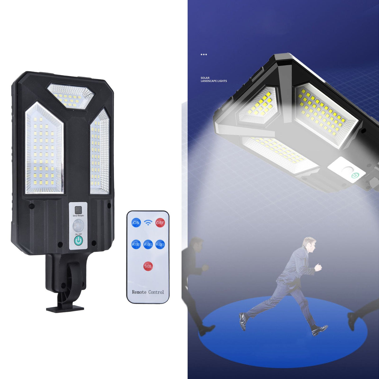 87LED Solar Light Garden Light Motion Sensor Street Lamp IP65 Waterproof Outdoor Wall Lamp with Remote Control for Courtyard