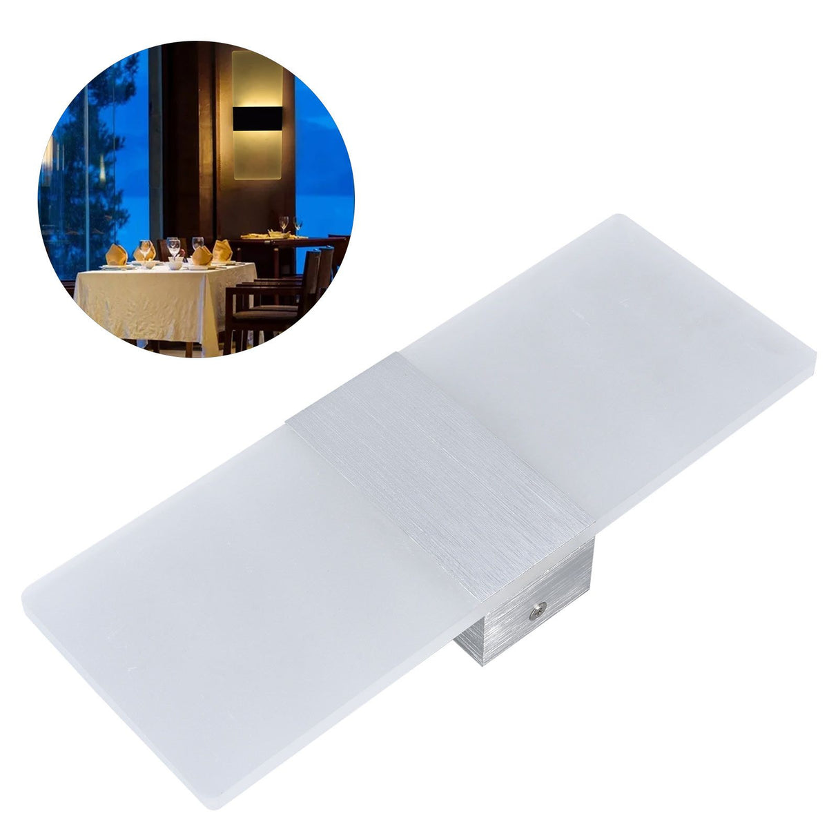 LED Wall Lamp 6W Acrylic Wall Light 360° Luminous High Brightness Preservative Up Down Lights for Bedroom Canteen 90‑265VSilver