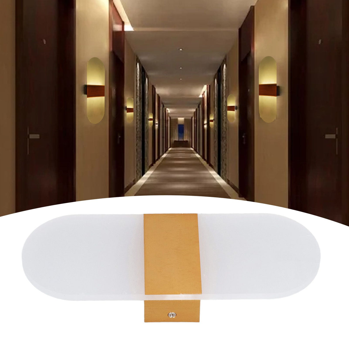 LED Wall Light Acrylic 360° Up Down 6W Warm Modern Wall Lamp for Hallway Bedroom Restaurant 90‑265V Gold