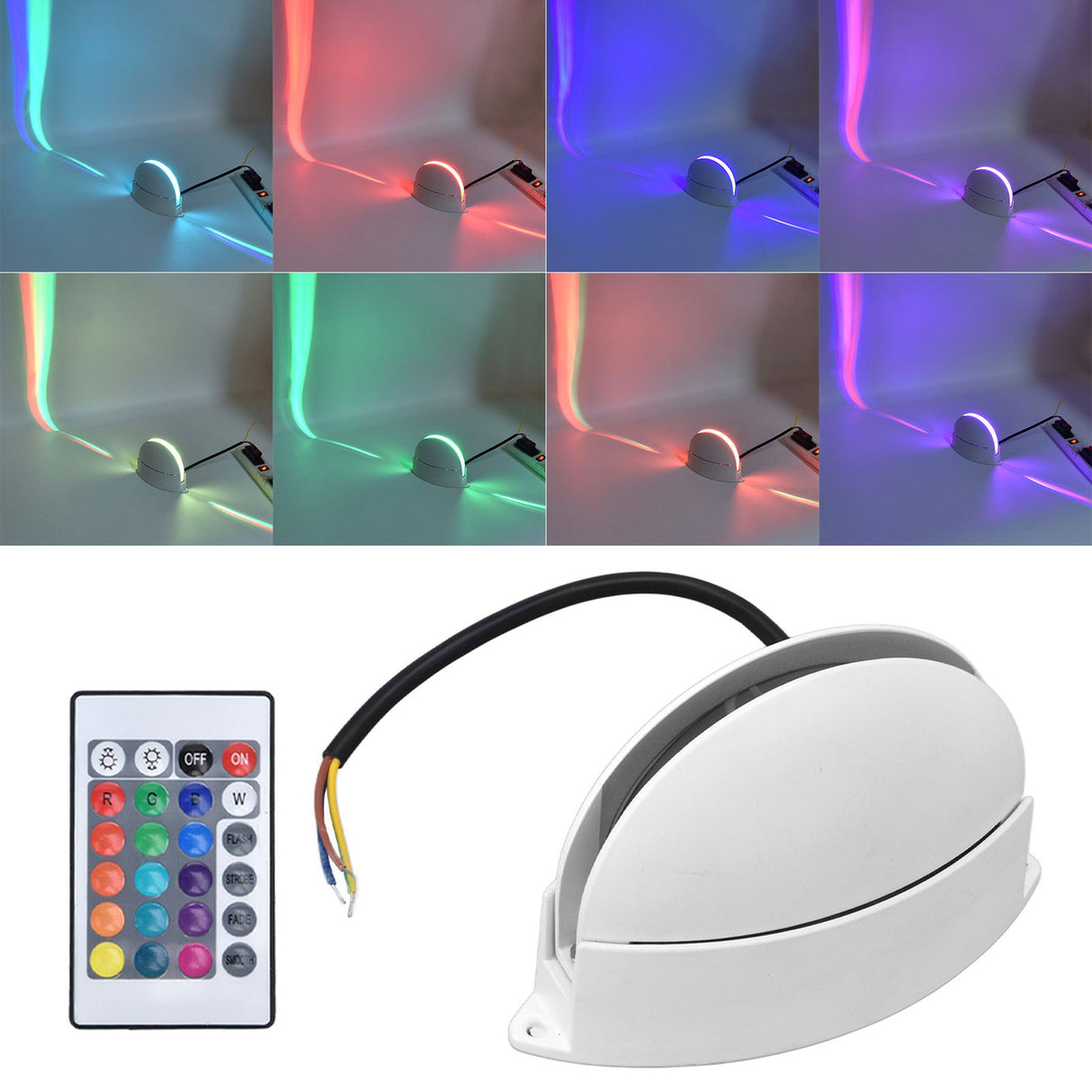 RGB Remote Control Wall Light Fashionable 24 Key High Brightness Semicircle RGB RC Wall Light for Corridor AC85‑265V