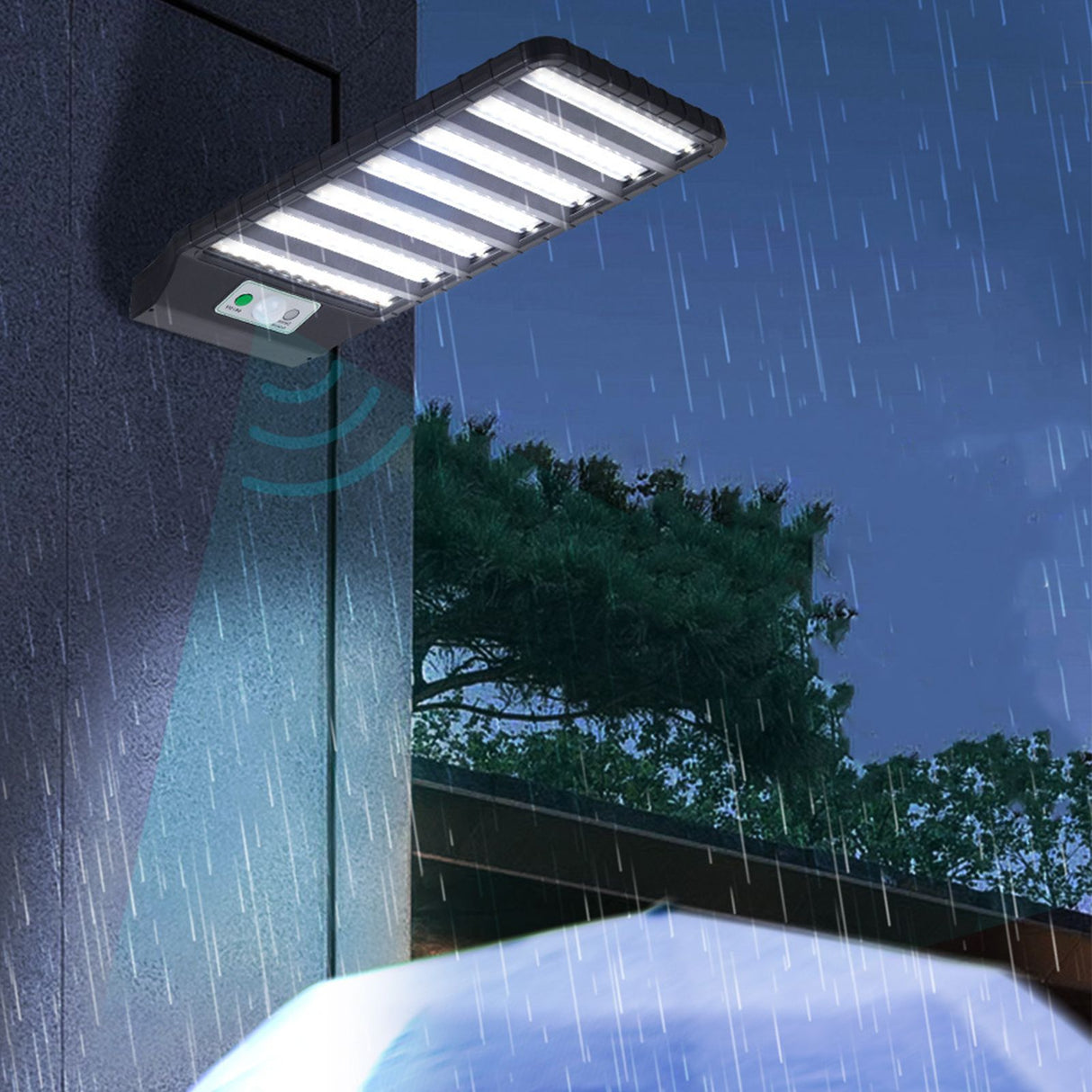 IP65 Solar Street Light 3 Modes 98 LEDs 2200LM Human Body Induction 100W Solar Wall Lights for Patios Gardens Villas Paths