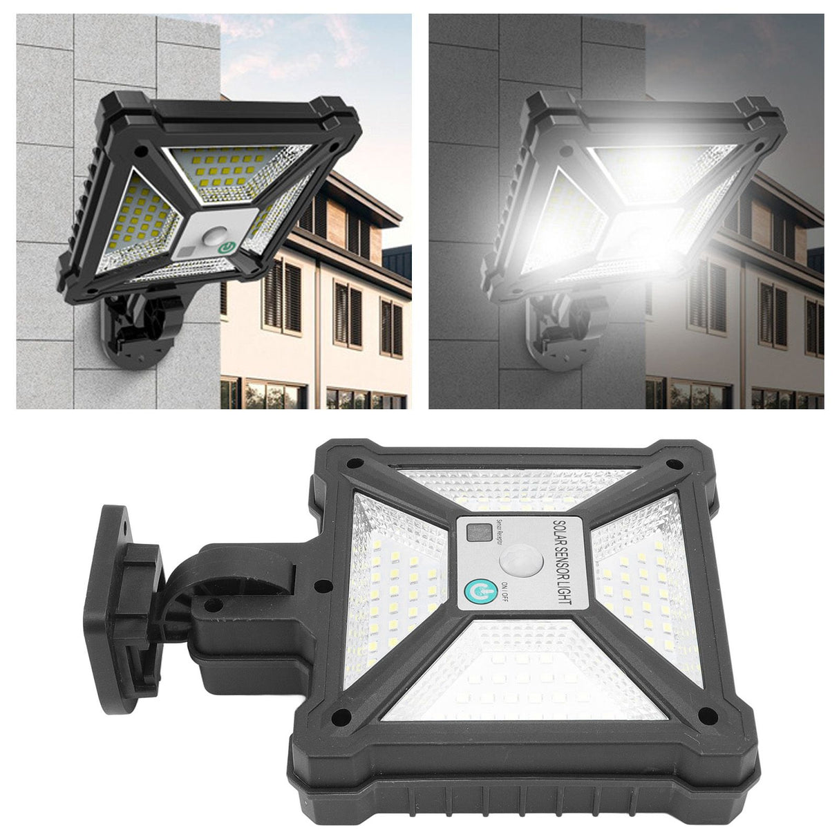 LED Solar Street Lights Human Body Sensor IP65 Waterproof LED Wall Lamp for Courtyard Patio Garden