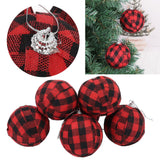 6Pcs 70mm 2.76 Inch Christmas Ornaments Balls Christmas Tree Decoration Balls New Year's Decor Red and Black Check