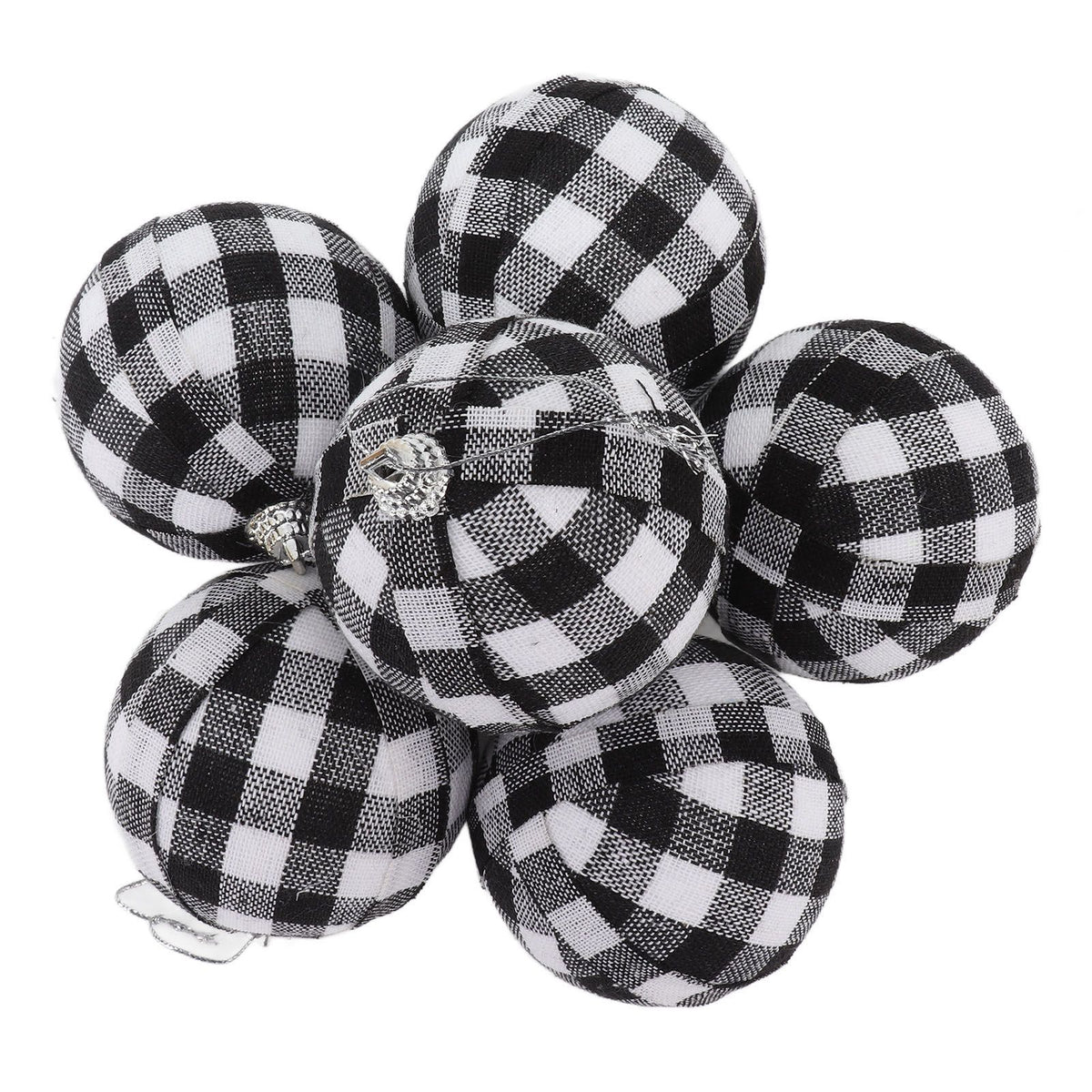6Pcs 70mm 2.76 Inch Christmas Ornaments Balls Christmas Tree Decoration Balls New Year's Decor Black and White Check
