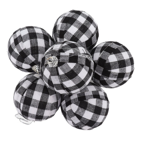 6Pcs 70mm 2.76 Inch Christmas Ornaments Balls Christmas Tree Decoration Balls New Year's Decor Black and White Check