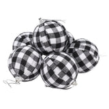6Pcs 70mm 2.76 Inch Christmas Ornaments Balls Christmas Tree Decoration Balls New Year's Decor Black and White Check