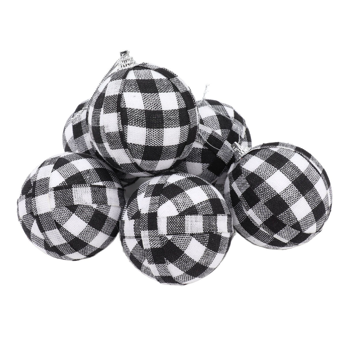 6Pcs 70mm 2.76 Inch Christmas Ornaments Balls Christmas Tree Decoration Balls New Year's Decor Black and White Check