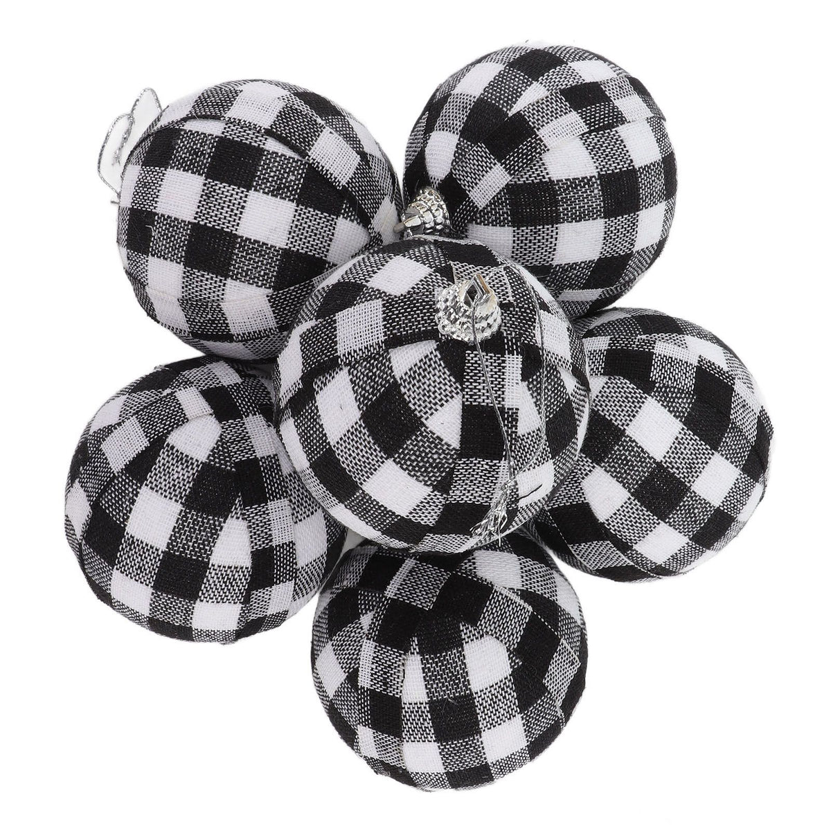 6Pcs 70mm 2.76 Inch Christmas Ornaments Balls Christmas Tree Decoration Balls New Year's Decor Black and White Check