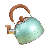 Water Kettle Stainless Steel Whistle Water Kettle Large Capacity Flat Bottomed for Gas Induction Cooker Boil Water 2L Green