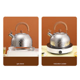Water Kettle Stainless Steel Whistle Water Kettle Large Capacity Flat Bottomed for Gas Induction Cooker Boil Water 2L Purple